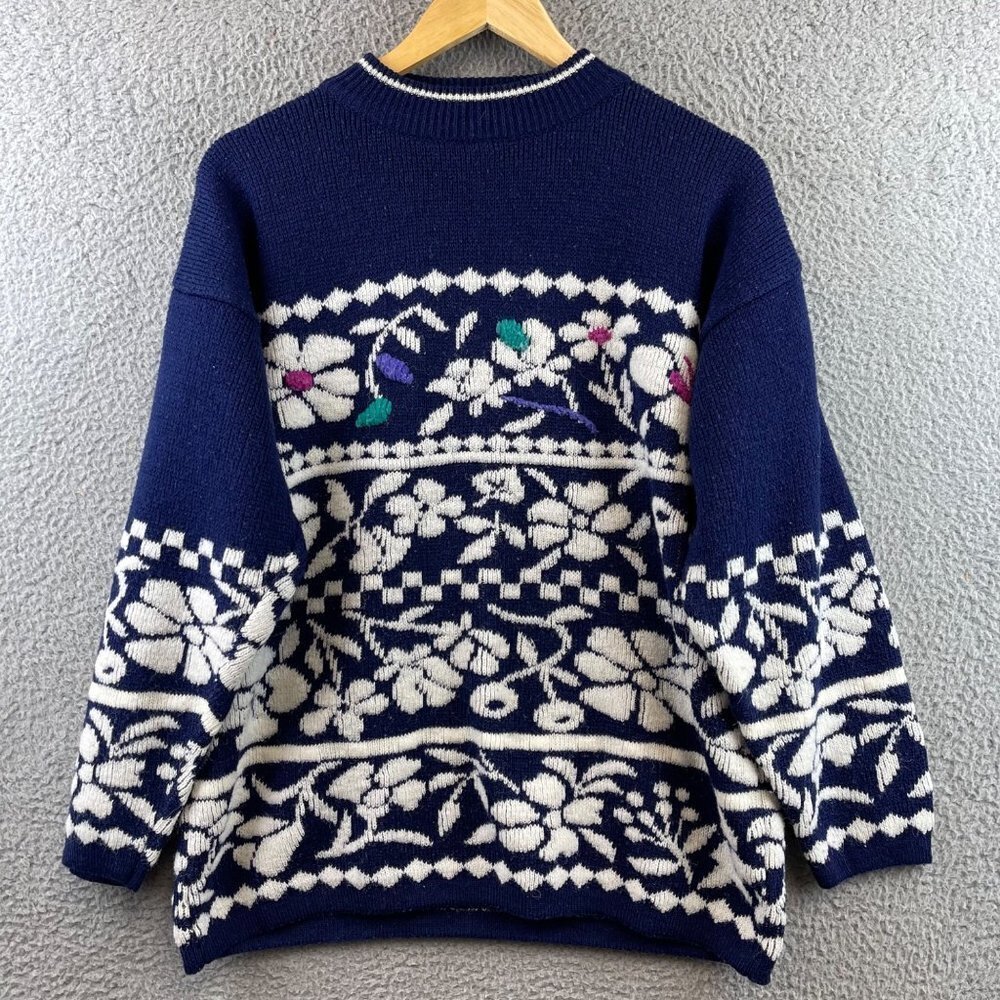 VINTAGE Flyer Knitted Sweater Flower Floral Geometric Women’s Size‎ Small